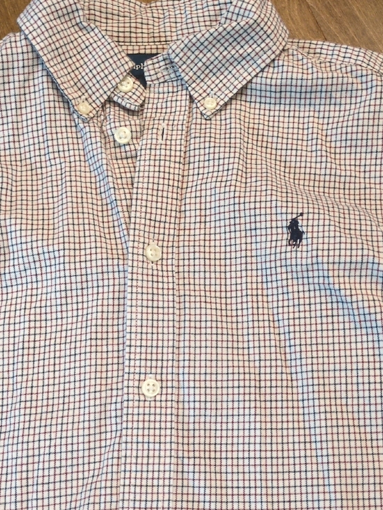 Ralph Lauren Other - Ralph Lauren Boys White,Red, And Black Micro-Check Boys Button-Down Shirt, Sz L